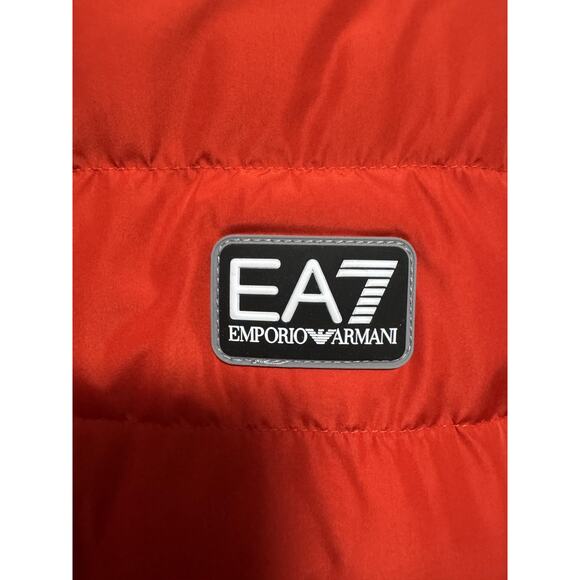 EA7 Emporio Armani Jacket Mens L Red Hooded Puffer Full Zip 6LPBJ0 PNE1Z - Picture 3 of 13